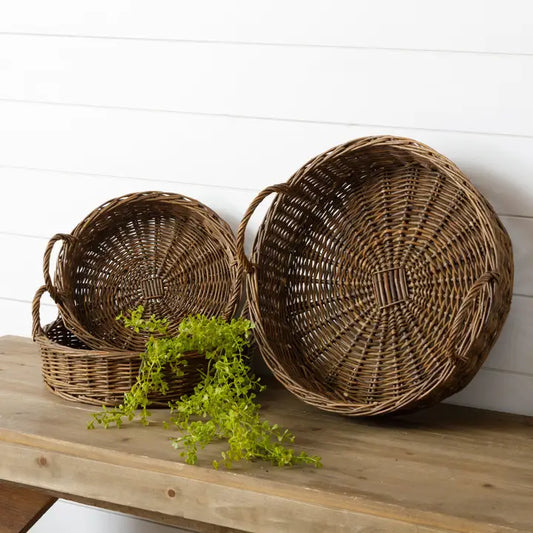 Round Willow Baskets, Set of 3