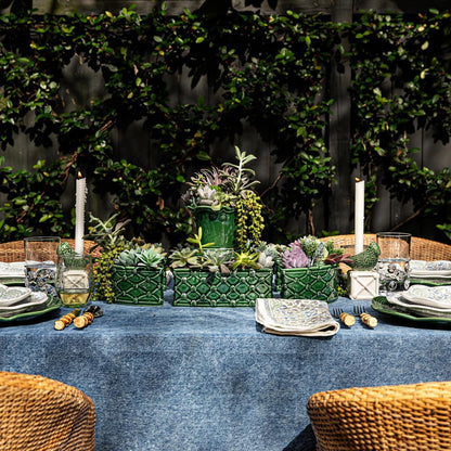 Juliska Berry & Thread Petite Parterre Garden Half Circle Vase Set/2 in Basil