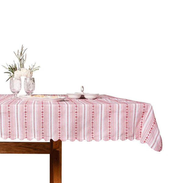 Juliska Villa Stripe Red & White 52" Square Tablecloth