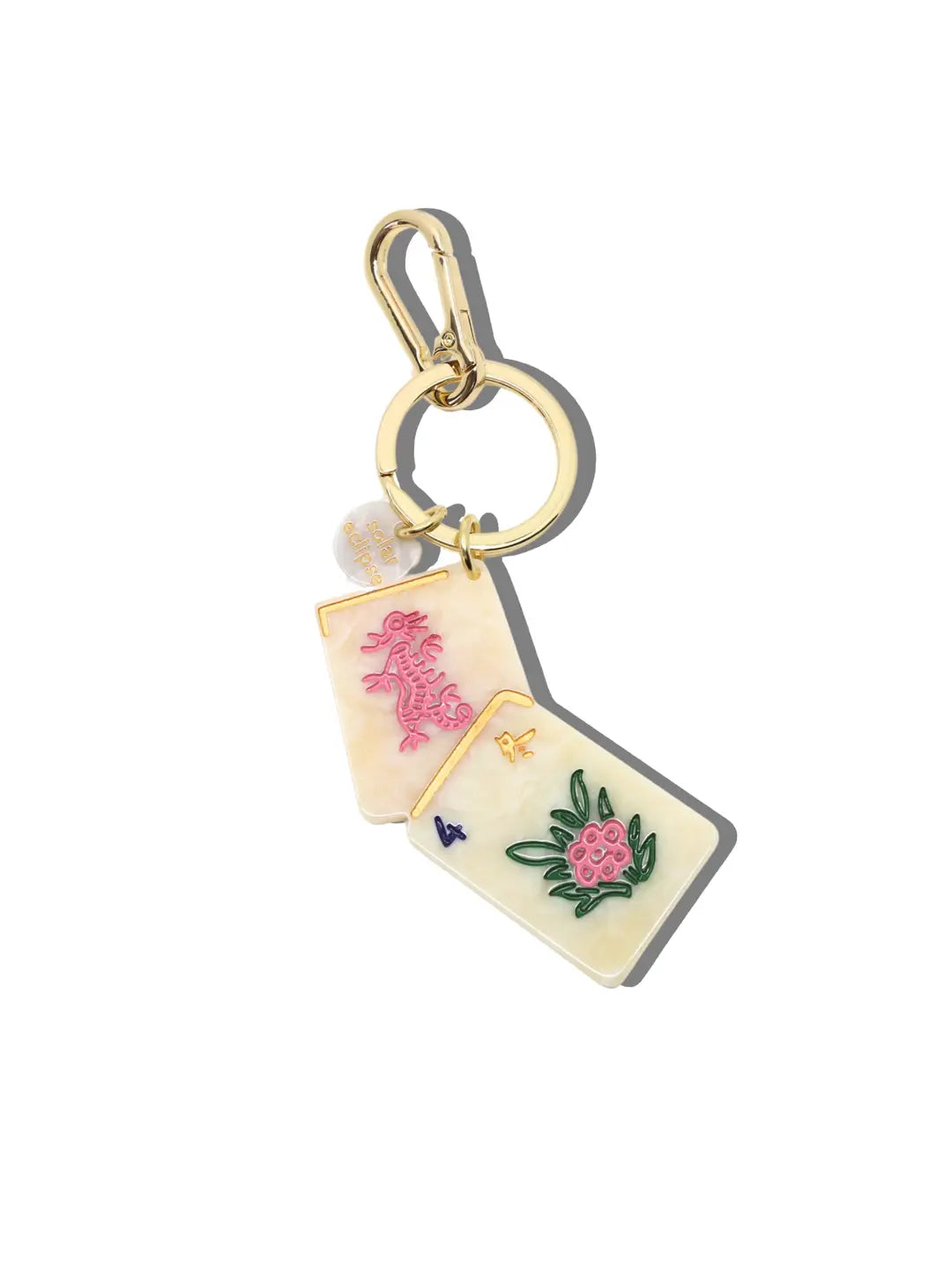 Flower Mahjong Bag Charm Keychain