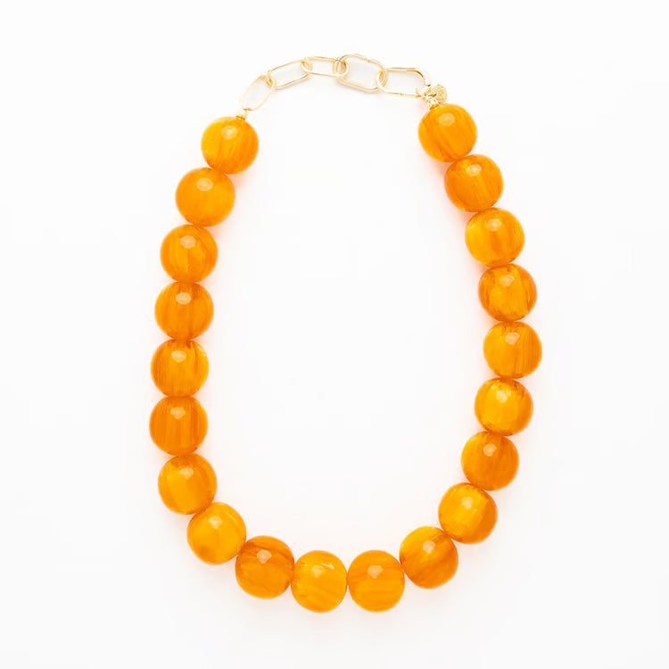 Amber Iris Large Resin Bead Necklace