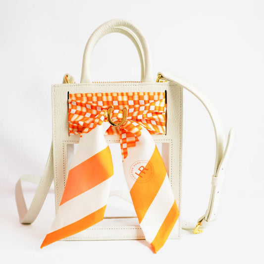 Oyster Mini Calista Clear Stadium Bag with Checkerboard Twilly