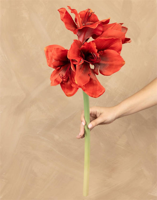 Faux Red Amaryllis Stem
