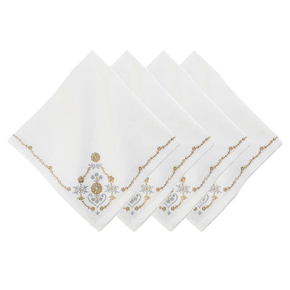 Juliska Heidi Metallic Gold & Silver Embroidered Napkins (Set of 4)