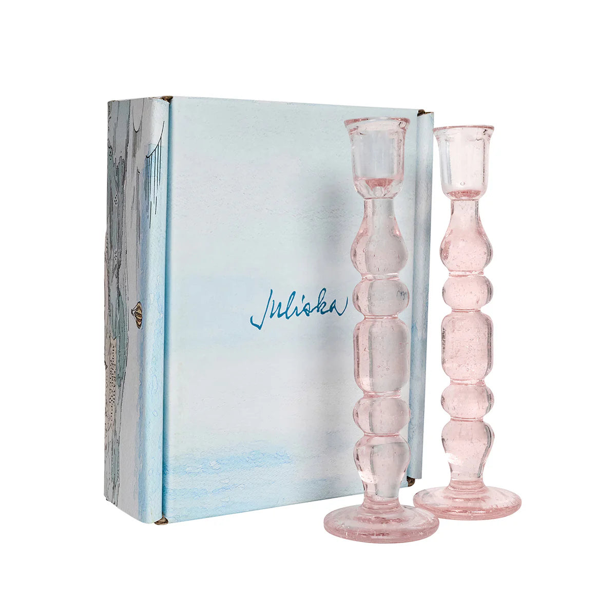 Juliska Provence Glass Blush Candlestick in Blush (Set of 2)