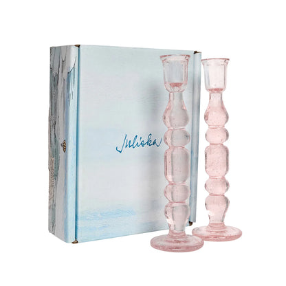 Juliska Provence Glass Blush Candlestick in Blush (Set of 2)