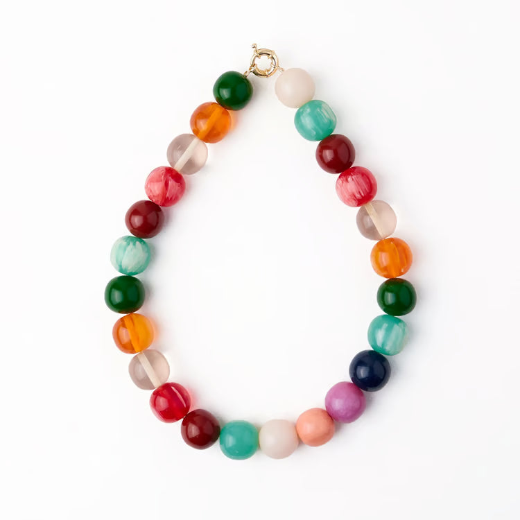 Multicolor Iris Large Resin Bead Necklace