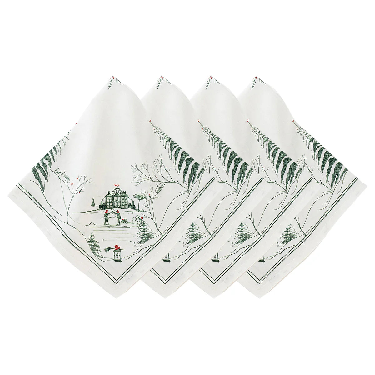 Juliska Country Estate Winter Frolic Evergreen Napkins, Set of 4