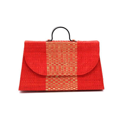 Wynwood Straw Handbag with Metallic Detailing & Horn Handle