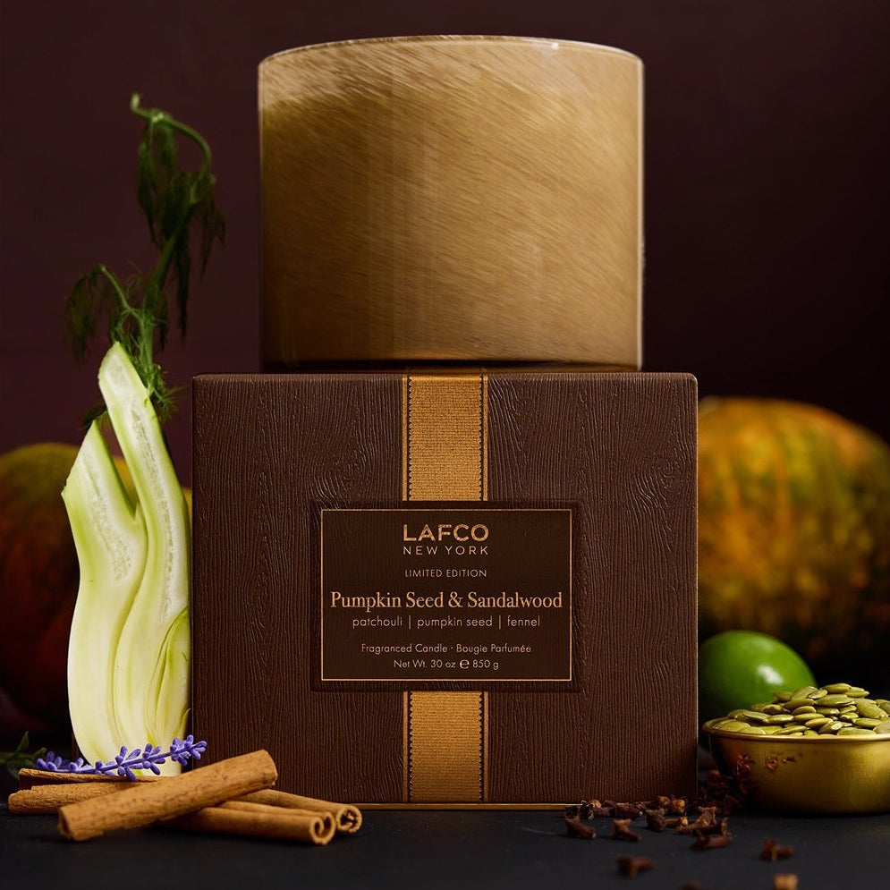 Pumpkin Seed & Sandalwood 30 oz. 3-Wick Candle, LAFCO