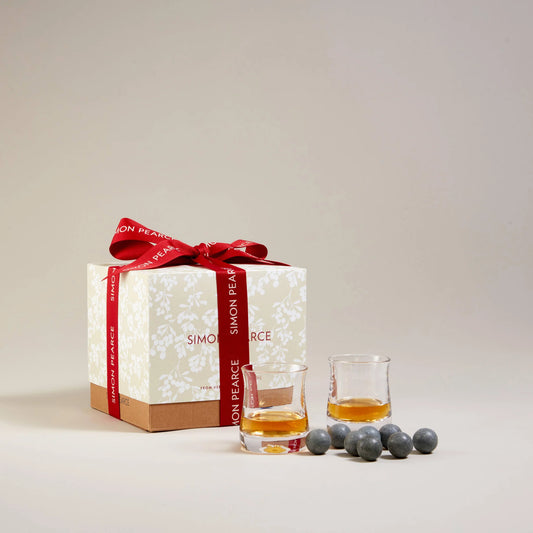 Simon Pearce Shoreham Whiskey Glass with Stones Gift Set