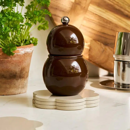 "Chubbie" (12cm) Chocolate Brown Bobbin Salt or Pepper Mill