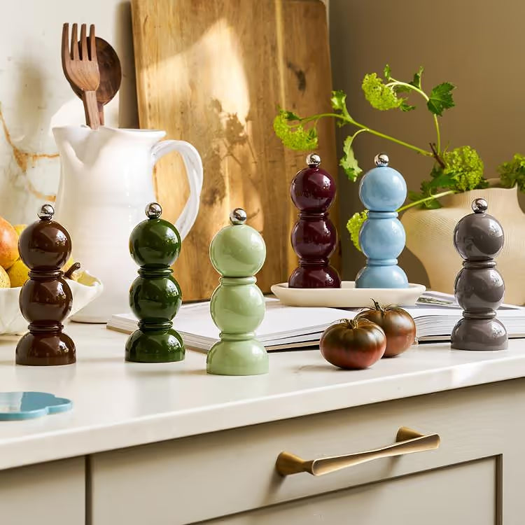 MINI (14cm) Khaki Green Bobbin Salt or Pepper Mill