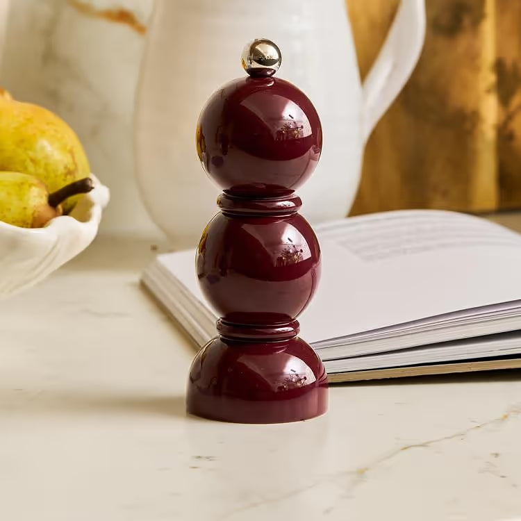 MINI (14cm) Cherry Red Bobbin Salt or Pepper Mill