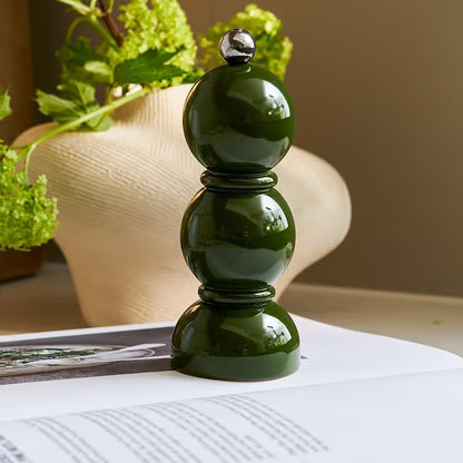 MINI (14cm) Khaki Green Bobbin Salt or Pepper Mill
