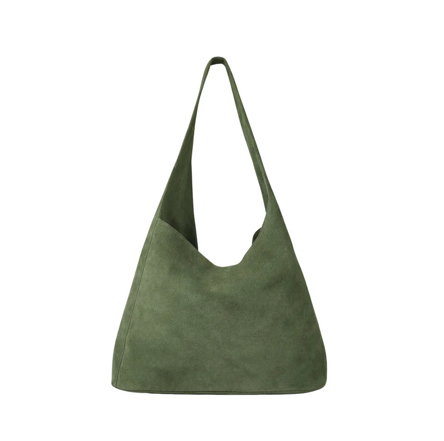 Olive Suede Aurora Shoulder Bag