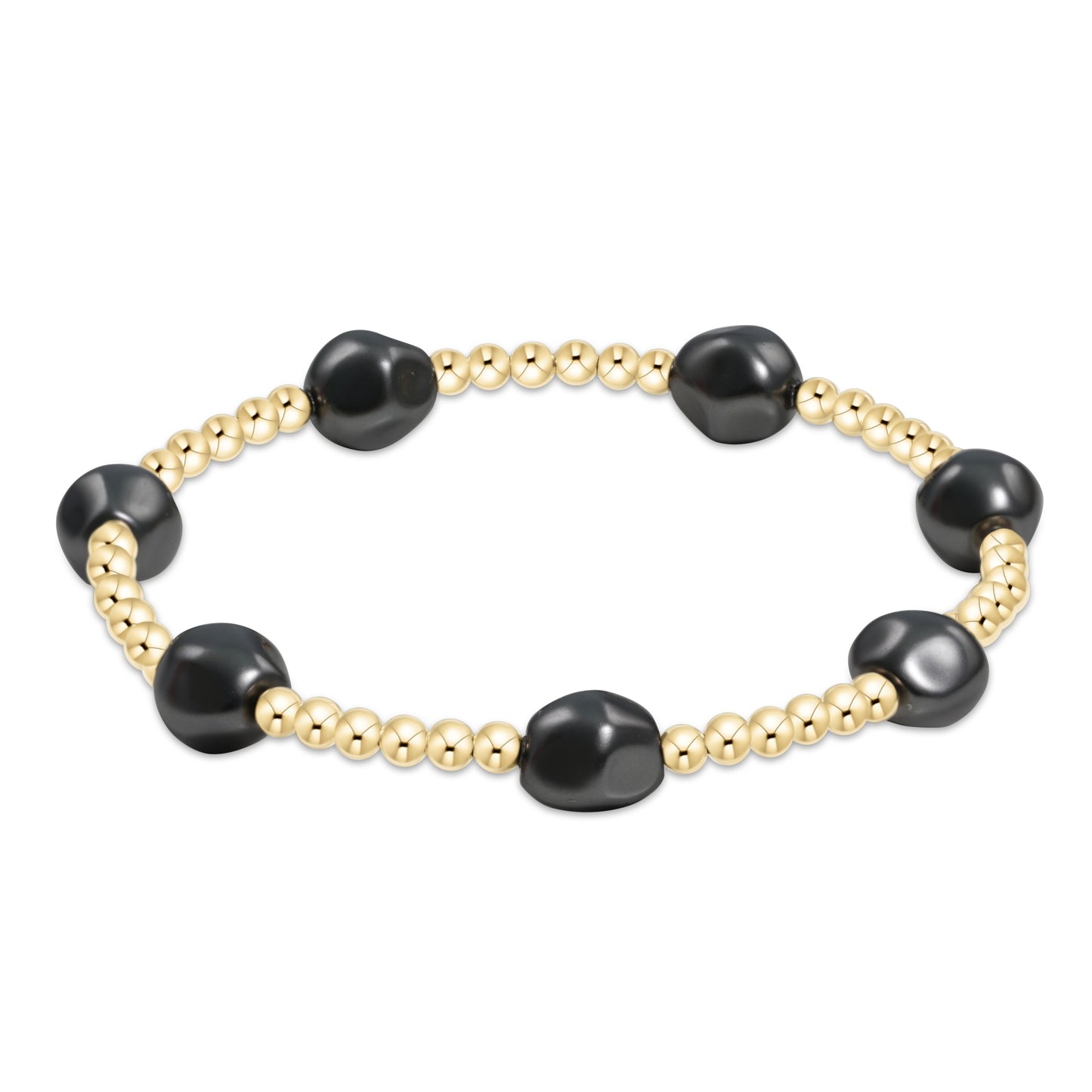 enewton Admire Gold 3mm Bead Bracelet Pearl Dark Grey