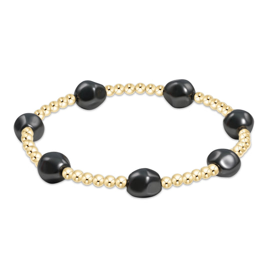 enewton Admire Gold 3mm Bead Bracelet Pearl Dark Grey
