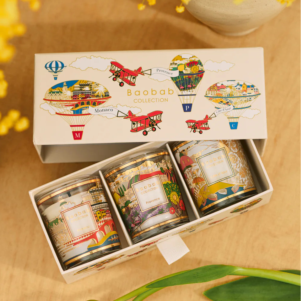 Trio Travel Candles Provence-Monaco-Cote D'azur | Baobab Collection