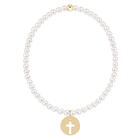 enewton Classic Pearl 3mm Bracelet Blessed Gold Disc