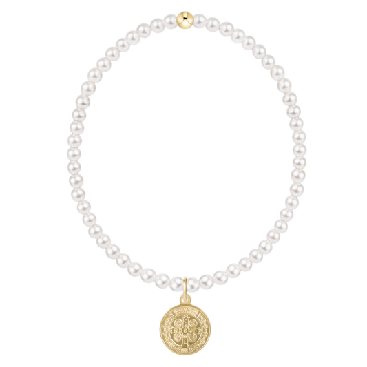enewton Classic Pearl 3mm Bracelet Blessing Gold Disc
