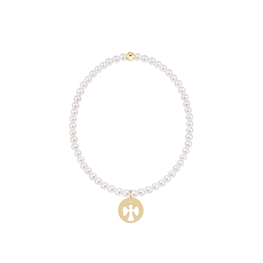 enewton Classic Pearl 3mm Bracelet Guardian Angel Gold Disc