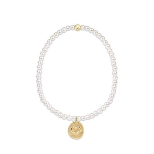 enewton Classic Pearl 3mm Bead Bracelet Inspire Love Small Gold Charm