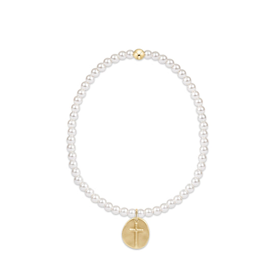 enewton Classic Pearl 3mm Bead Bracelet Inspire Small Gold Charm