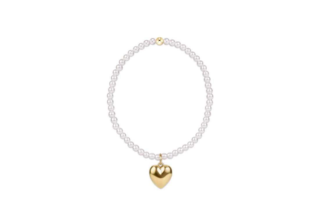 enewton Classic Pearl 3mm Bracelet Love Plush Gold Charm