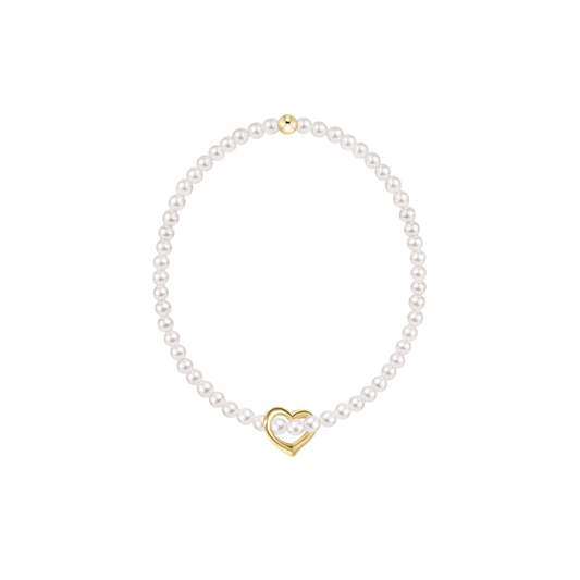 enewton Classic Pearl 3mm Bracelet Love Gold Charm