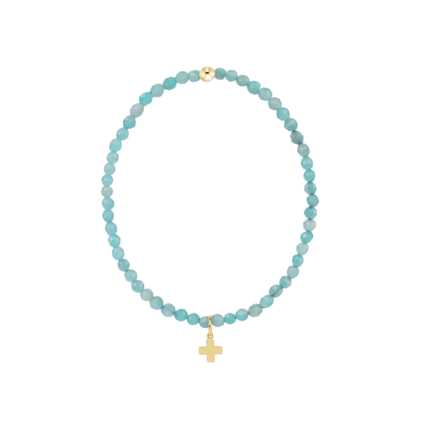 enewton Classic Amazonite 3mm Bracelet Signature Cross Gold Charm