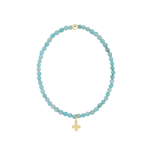 enewton Classic Amazonite 3mm Bracelet Signature Cross Gold Charm