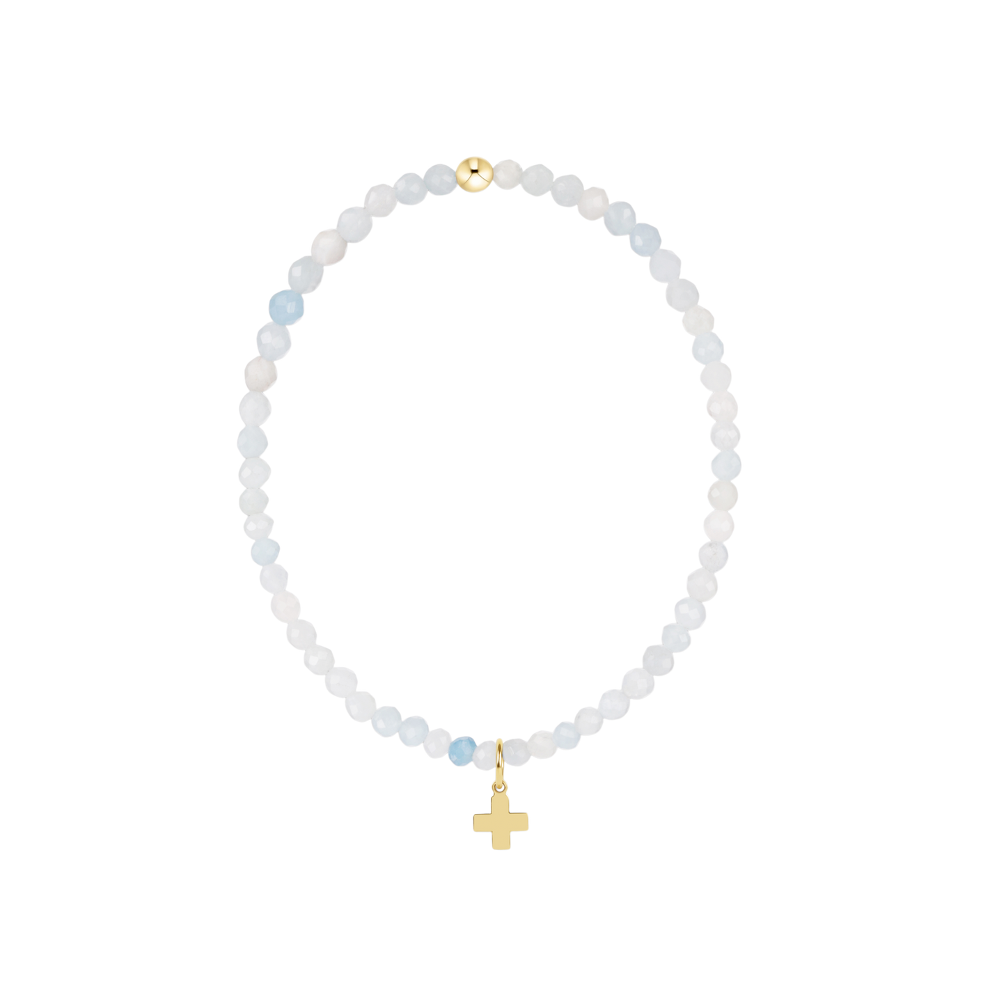 enewton Classic Aquamarine 3mm Bracelet Signature Cross Gold Charm