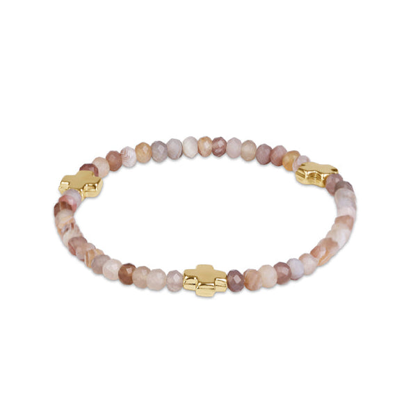 enewton Signature Cross Gold 4mm Gemstone Bracelet, Botswana Agate