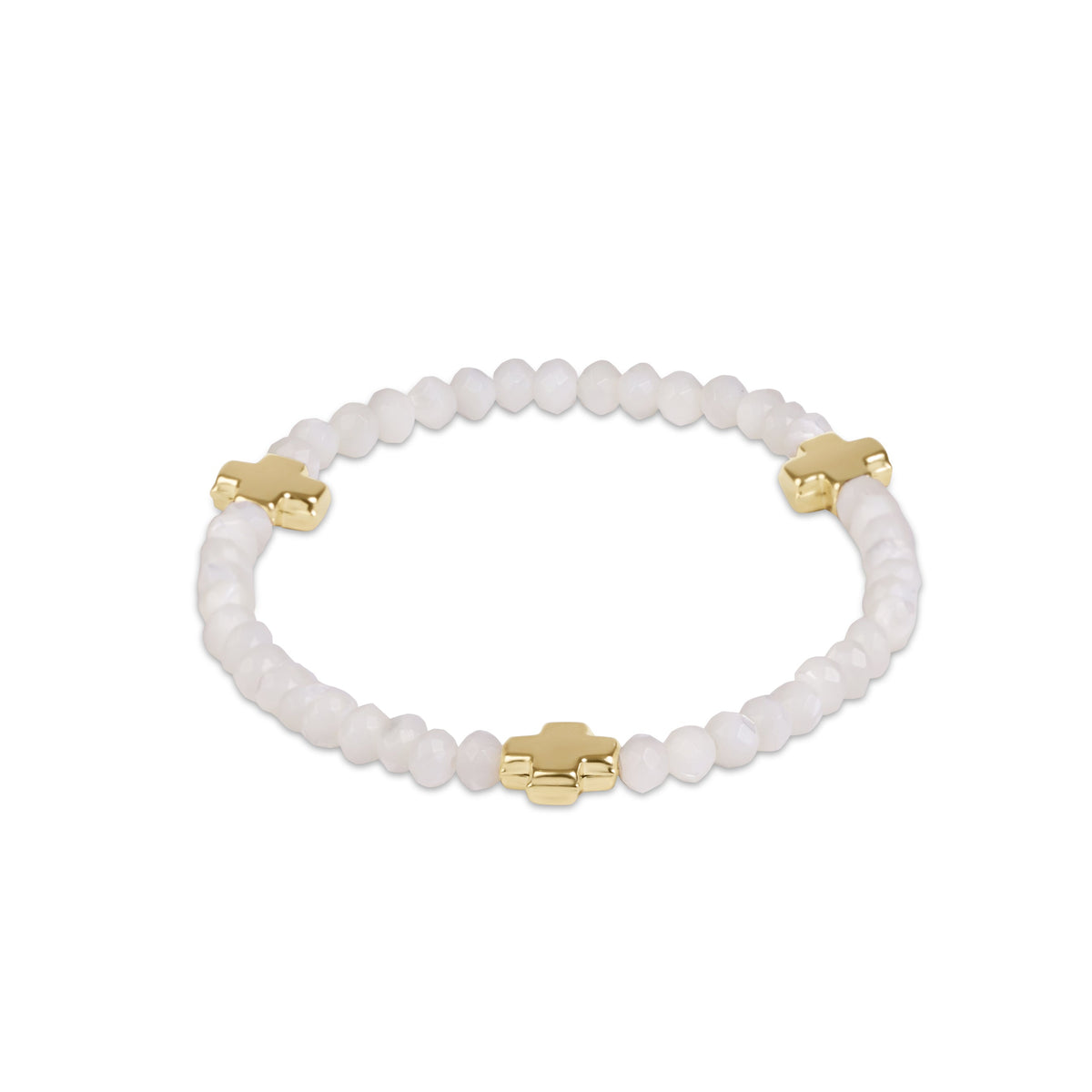 enewton Signature Cross Gold 4mm Gemstone Bracelet, Mother of Pearl