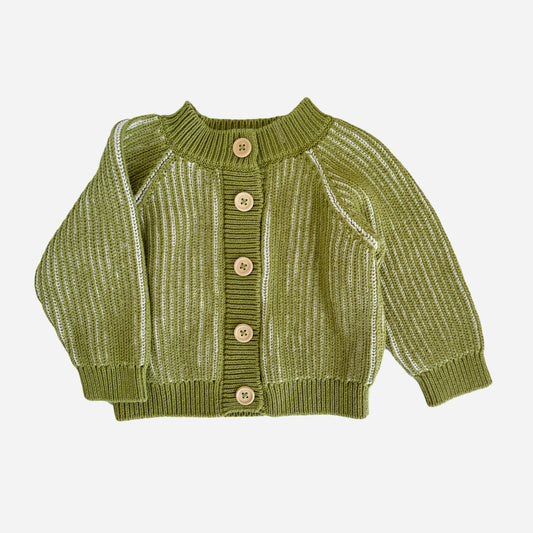 Cotton Brioche Cardigan in Green