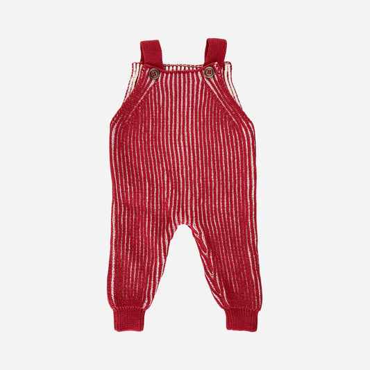 Cotton Brioche Overalls in Red