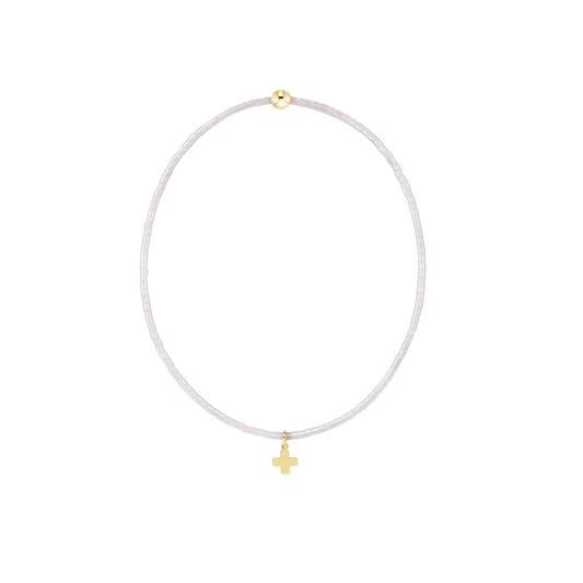 enewton Hope Classic Bracelet Silky White Signature Cross Small Gold Charm