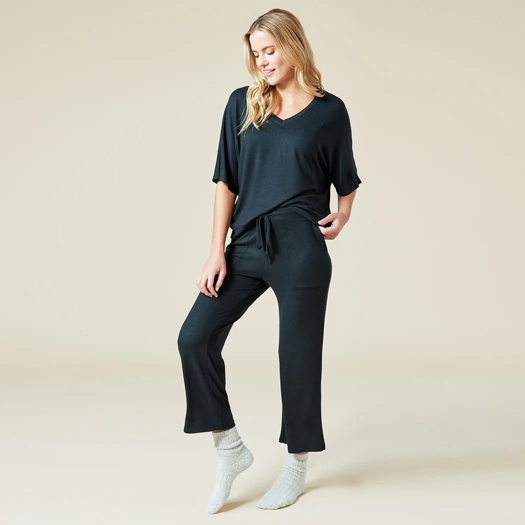 Dream Relaxed V-neck with Capri Lounge Set in Dusty Green