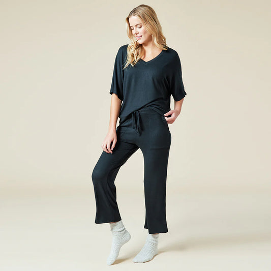 Dream Relaxed V-neck with Capri Lounge Set in Dusty Green