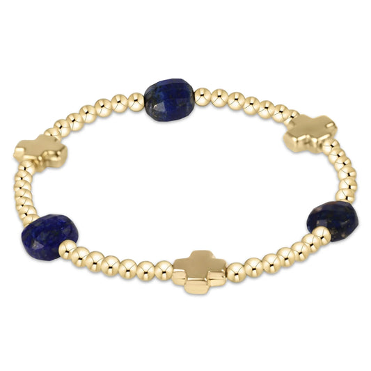 enewton Signature Cross Admire Gold Pattern 3mm Bead Bracelet Lapis