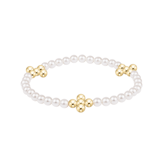 enewton Beaded 4mm Gold Signature Cross 4mm Pearl Bracelet