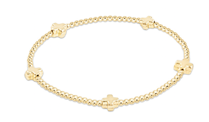 enewton Signature Cross Small Gold Pattern 2mm Bead Bracelet