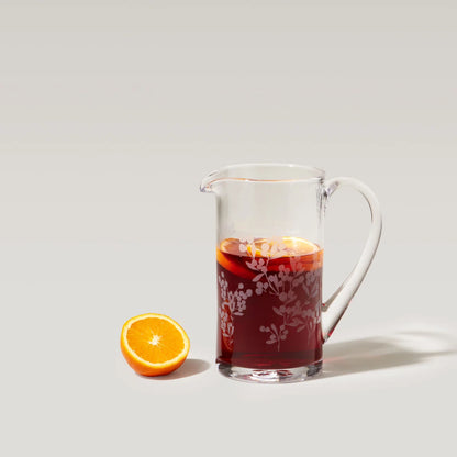 Simon Pearce Ascutney Engraved Berry Pitcher