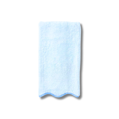 SINGLE Scalloped Hand Towels in Blue