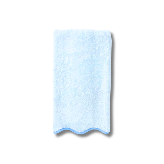 SINGLE Scalloped Hand Towels in Blue