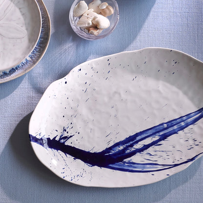 Simon Pearce Burlington Oval Platter in Artisan Blue, Large