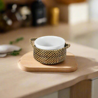 Round Basket & 8 Oz. Stoneware Souffle Ramekin