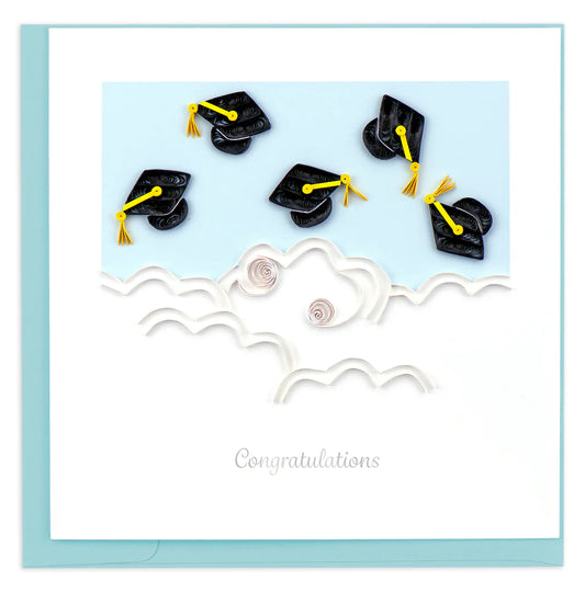 Quilling Card - Flying Graduation Caps