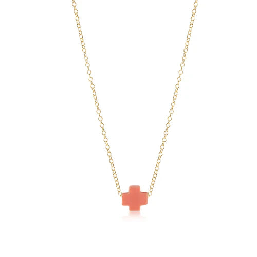 enewton 16" Necklace Gold Signature Cross in Coral